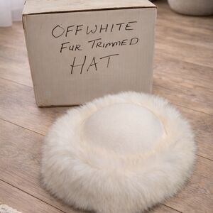 Offwhite Fur Trimmed Hat